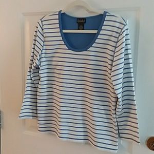 Rafaella Blue and White Striped Tee